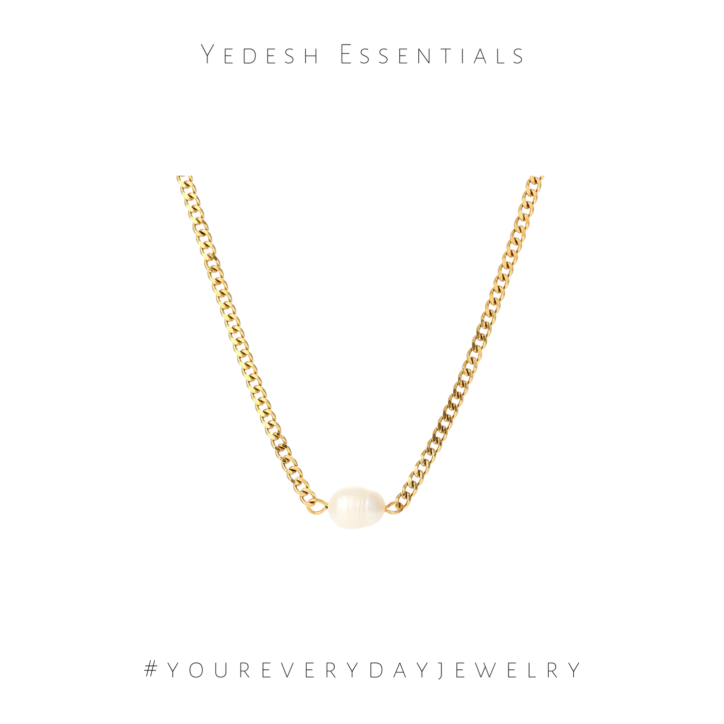 Cuban chain pearl necklace