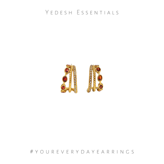 Ruby studded hoops