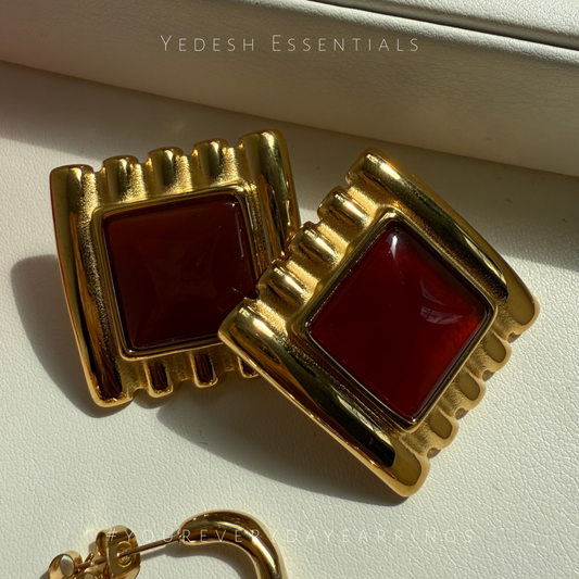 Ruby statement earrings