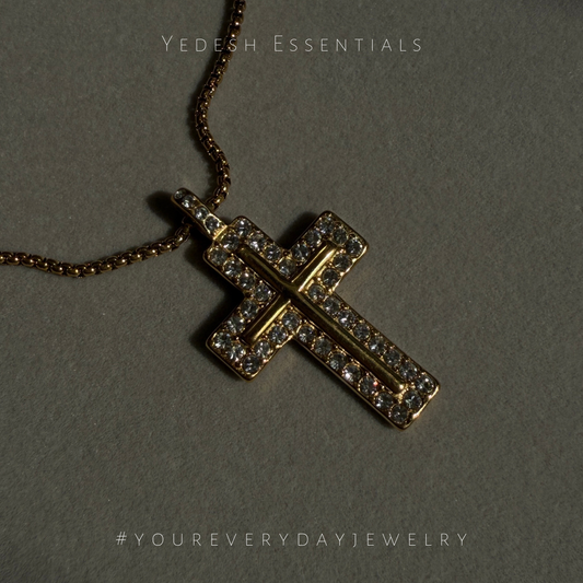 Pave set crystal cross necklace