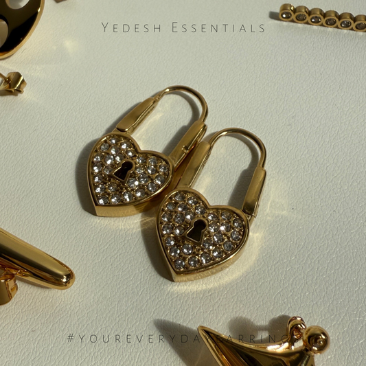 CZ love lock earrings