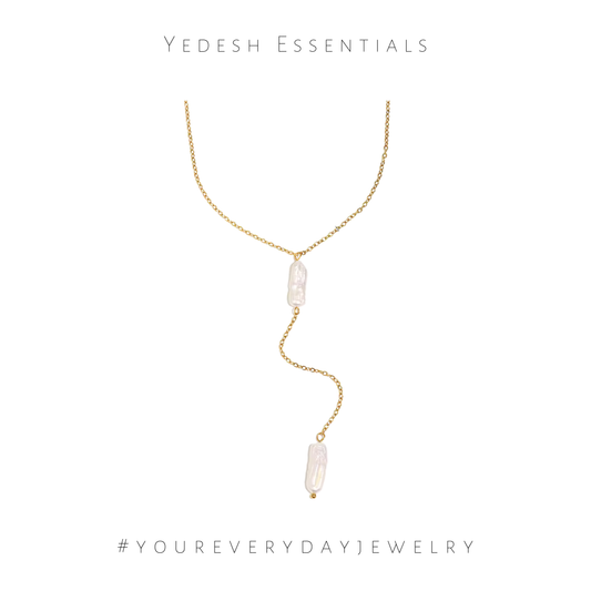 Irregular pearl lariat necklace