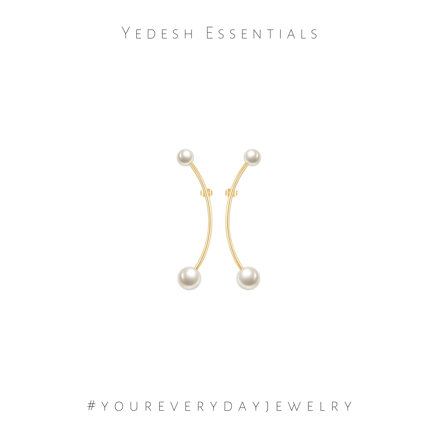 Double pearl arc earrings